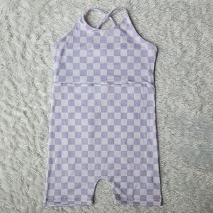 Handmade Purple Checkered Halter Romper